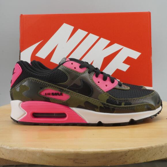 Nike Air Max 90 PRM Mens Size 9 Shoes Camo Sequoia Hyper Pink Sneakers NEW - Picture 1 of 8